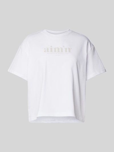 AIMN T-shirt o pudełkowym kroju z nadrukiem z logo Biały 2