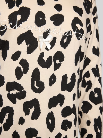 LOUIS & LOUISA Nachthemd met ronde hals, model 'Schmusekatze' Zwart - 2