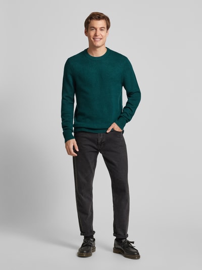 Scotch & Soda Sweter z dzianiny o kroju regular fit z okrągłym dekoltem Petrol 1