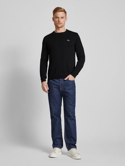 Lacoste Gebreide pullover met logopatch Zwart - 1