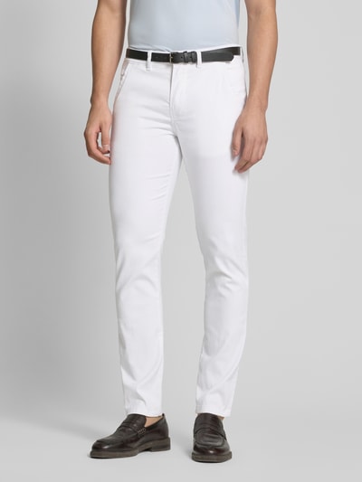 Lindbergh Clasic stretch fit chino met riem Wit - 4