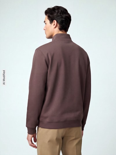 ARMEDANGELS Regular Fit Troyer aus reiner Baumwolle Modell 'WAARLO FLEECE' Schoko 5