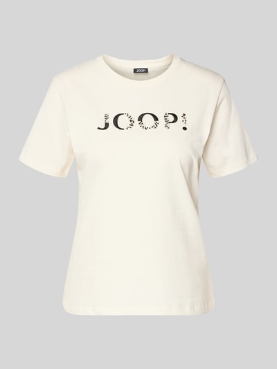 Produktfoto, T-Shirt mit Label-Print Modell 'Tanna' von JOOP! in Cremeweiß, reine Baumwolle, Regular Fit, Rundhalsausschnitt, glatte Struktur