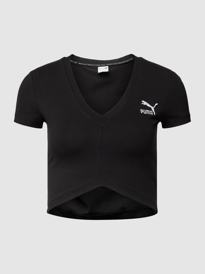 Puma Kort T-shirt met labelstitching, model 'Classics' Zwart - 2