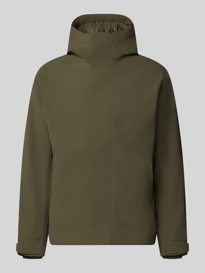 Produktfoto, Jacke mit verdecktem Reißverschluss Modell 'KEEN' von JACK & JONES in Olivgrün, glatte Textur, reguläre Passform, für Herren