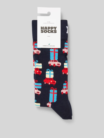 Happy Socks Socken mit Motiv-Stitching Modell 'Holiday Shopping' Marine 3