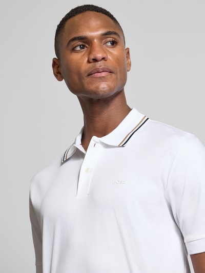 BOSS Poloshirt mit Label-Print Modell 'Penrose' Weiss 3