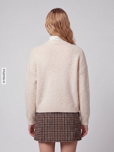 ONLY Cardigan mit großen Knöpfen Modell 'ONLZOEY' Ecru Melange 4