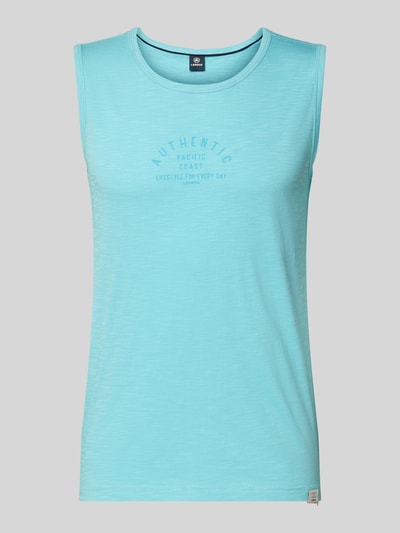 Produktfoto, Tanktop mit Statement-Print und Rundhalsausschnitt von Lerros aus Reine Baumwolle, Regular-Fit, Rückenlänge 67 cm bei Größe M, Label-Patch, hellblau, glatte Textur