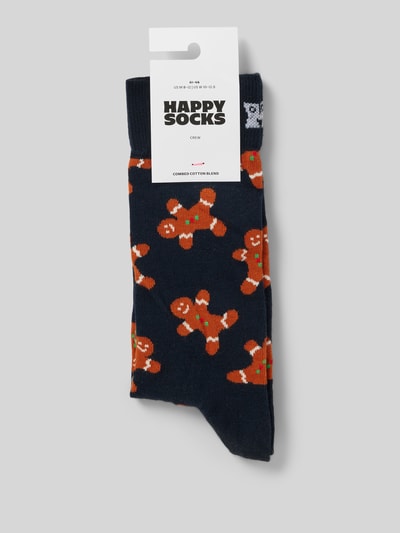 Happy Socks Socken mit Motiv-Stitchings Modell 'SMU GINGER BREAD' Marine 3