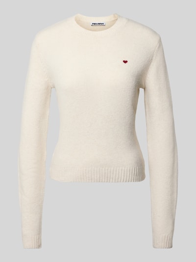 Review Nauwsluitende gebreide pullover met ronde hals Offwhite gemêleerd - 2