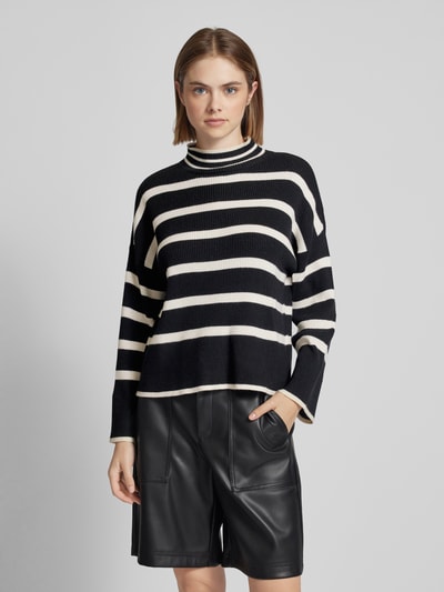 Only Sweter z dzianiny o kroju comfort fit z szerokimi, prążkowanymi ściągaczami  Czarny 4