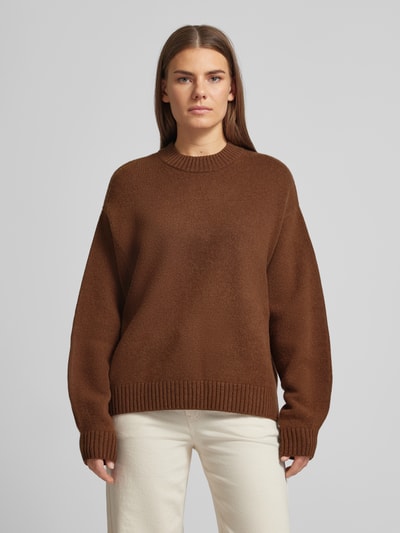 Jake*s Casual Strickpullover aus Woll-Kaschmir mit gerippten Abschlüssen Mittelbraun 4