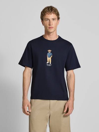 REVIEW t-shirt z nadrukiem z motywem i okrągłym dekoltem Granatowy 4
