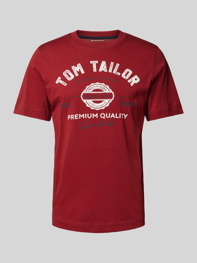Tom Tailor Herren T-Shirt mit Statement-Print Bordeaux 2