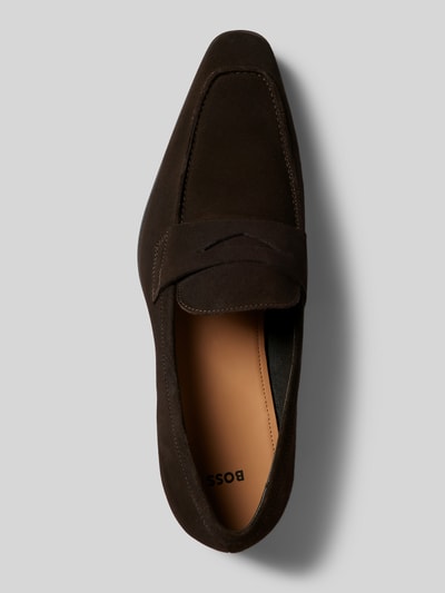 BOSS Penny loafers van echt leer, model 'Theon' Donkerbruin - 3