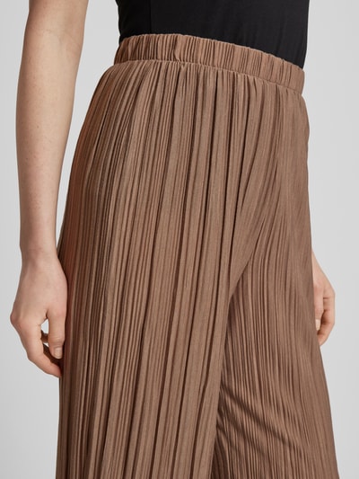 Vila Wide leg stoffen broek met plissévouwen, model 'PLISA' Cognac - 3