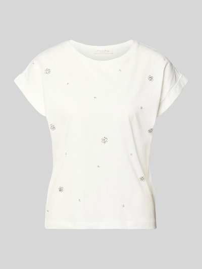 Produktfoto, T-Shirt mit Ziersteinbesatz und Rundhalsausschnitt von Christian Berg Woman, Damen T-Shirt aus Reine Baumwolle, Regular-Fit, weiß, glatte Oberfläche