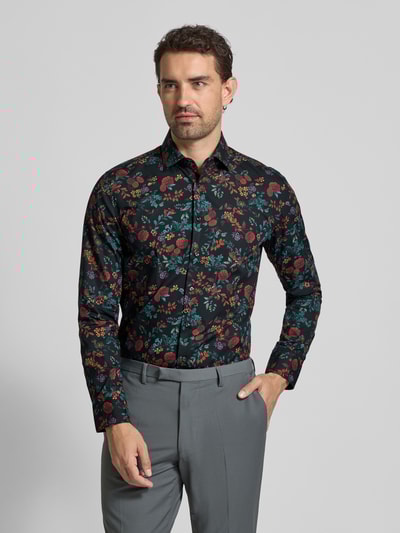 SEIDENSTICKER Koszula casualowa o kroju slim fit z kwiatowym nadrukiem na całej powierzchni model ‘New’ Granatowy 4