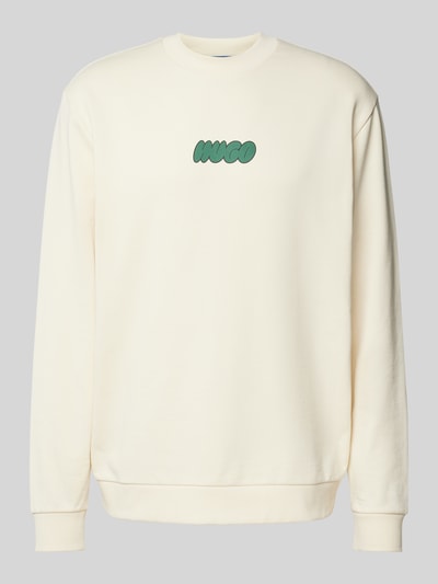 Hugo Blue Oversized Sweatshirt mit Label-Print Modell 'JERSEY' Offwhite 1