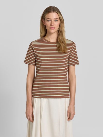 Jake*s Casual regular fit T-shirt van puur katoen Chocoladebruin - 4