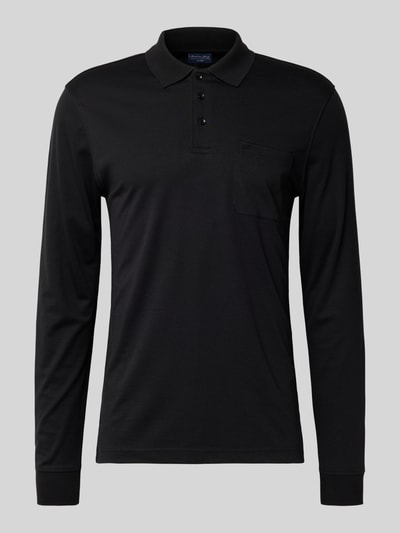 Christian Berg Men Regular fit poloshirt in design met lange mouwen Zwart - 2