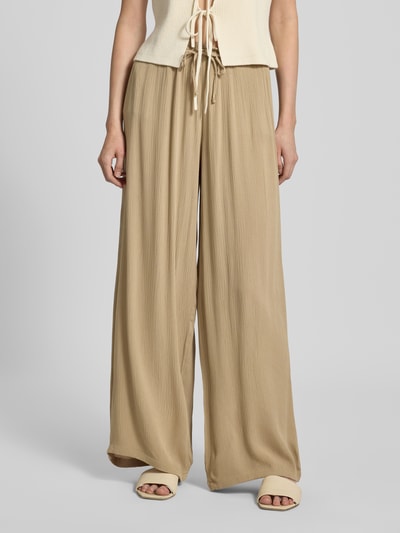 Review Wide leg stoffen broek met tunnelkoord Beige - 4
