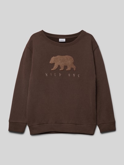 Name It Sweatshirt mit Motiv-Patch Modell 'BEAR' Schoko 1