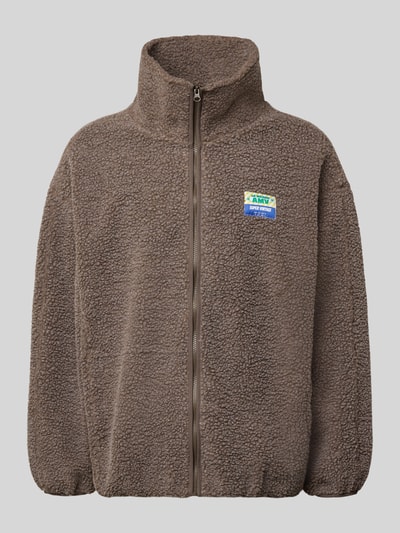 American Vintage Teddyjacke mit Label Patch Modell 'HOKTOWN' Dunkelbraun 1