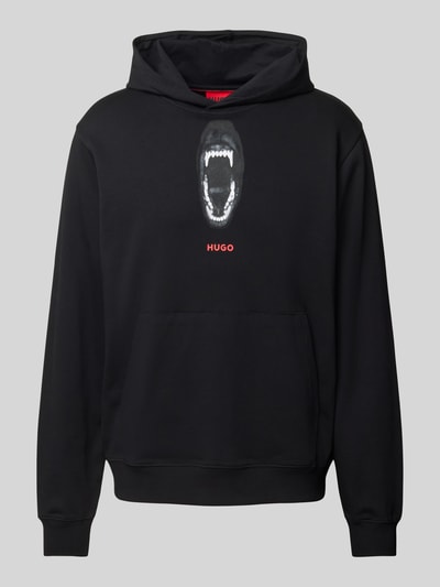 HUGO Hoodie met labelprint, model 'Dartchon' Zwart - 2