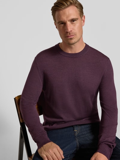 Jake*s Studio Men Regular Fit Pullover aus reiner Wolle Bordeaux 3