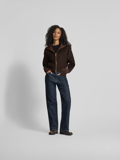 Victoria Beckham Strickjacke aus Woll-Mix Dunkelbraun 1