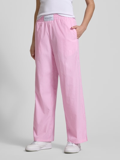 ANOTHER COTTON LAB Straight Leg Pyjama-Hose mit Label-Patch Pink 4