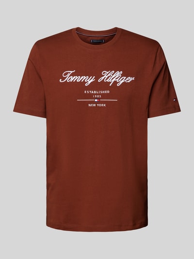 Tommy Hilfiger T-shirt met labelstitching Lichtbruin - 2