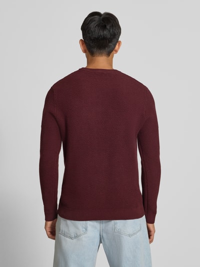 REVIEW Regular Fit Strickpullover aus reiner Baumwolle Bordeaux 5