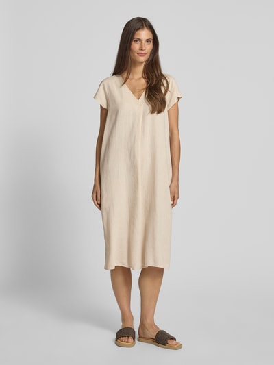 Soyaconcept Knielange jurk van een mix van linnen en viscose, model 'Ina' Zand - 4