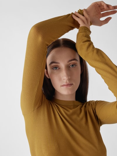 Rick Owens Longsleeve aus Viskose-Seide-Mix Senfgelb 6