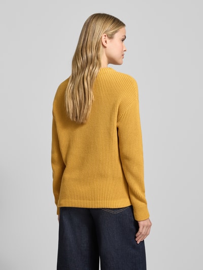 Jake*s Casual Gebreide pullover met opstaande kraag en tunnelkoord Mosterdgeel - 5