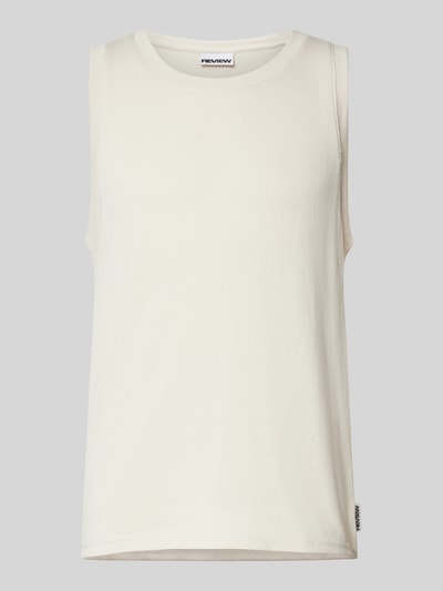 REVIEW Tanktop met ronde hals en labeldetail Ecru - 2