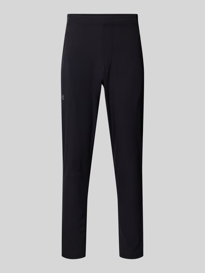 Produktfoto, zwarte Heren Trainingshose met ritszakken, regular fit, elastische band, model Vanish Woven Tapered Pant van Under Armour.