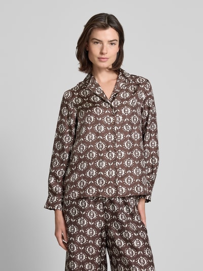 Weekend Max Mara Regular fit zijden blouse met reverskraag, model 'ONCIA' Donkerbruin - 4