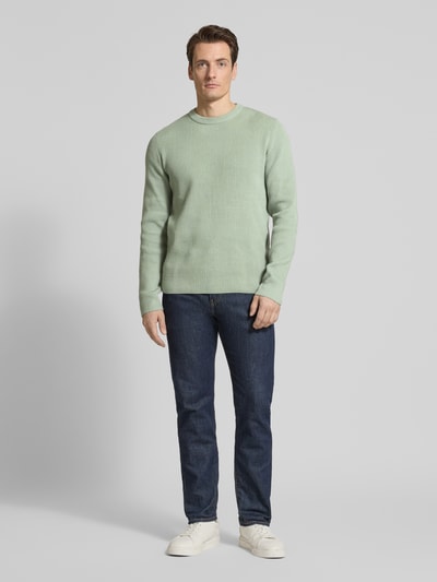 Lindbergh Relaxed Fit Strickpullover mit Rundhalsausschnitt Gruen 1