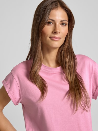 Jake*s Casual T-Shirt mit geripptem Rundhalsausschnitt Mauve 3