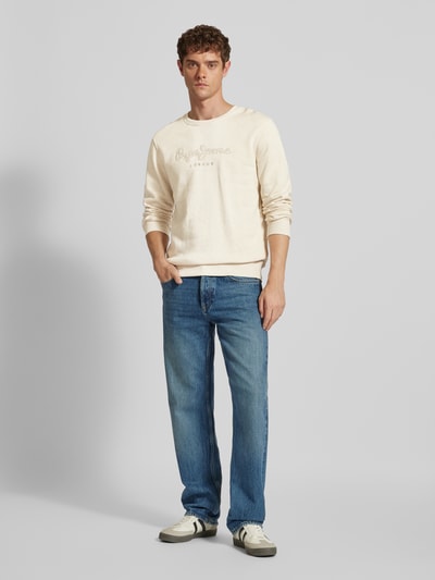 Pepe Jeans Sweatshirt mit Label-Stitching Modell 'Nouvel' Offwhite 1