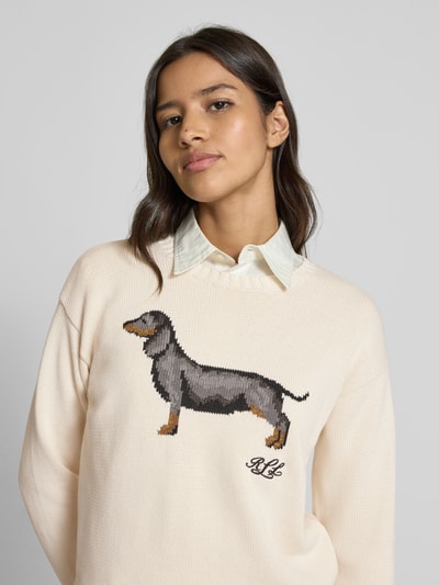 Lauren Ralph Lauren Sweter z dzianiny z prążkowanymi wykończeniami model ‘RIEDNEE’ Złamany biały 3