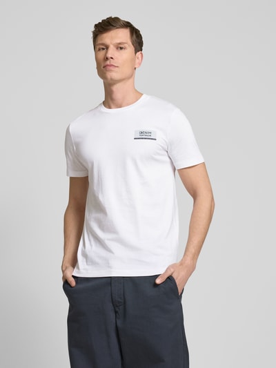 Tom Tailor Denim Regular fit T-shirt met groot labelopschrift Offwhite - 4