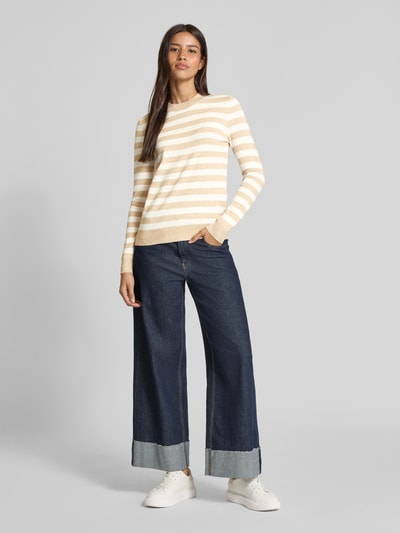 Christian Berg Woman Gebreide pullover met ronde hals Zand gemêleerd - 1