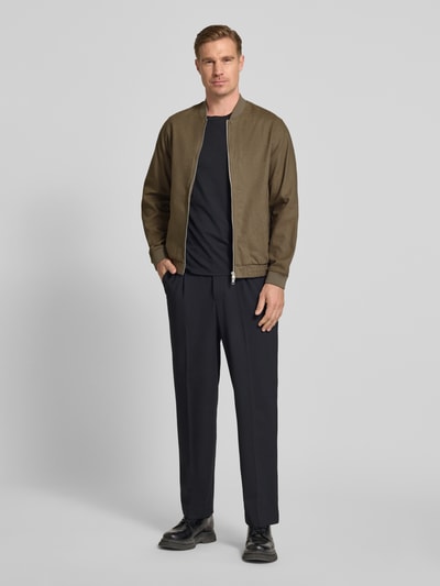 JACK & JONES Premium Jacke aus Baumwoll-Leinen-Mix mit Zweiwege-Reißverschluss Khaki 1