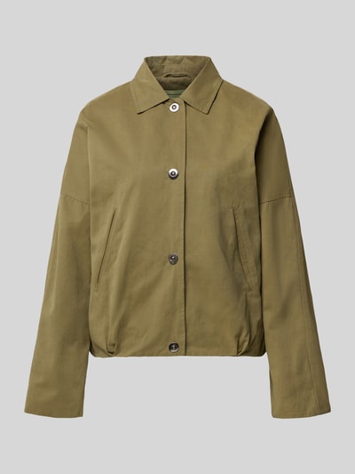 Produktfoto, Blouson aus reiner Baumwolle von WHITE LABEL in Olivgrün, lockere Passform, Umlegekragen, Knopfleiste, Eingrifftaschen