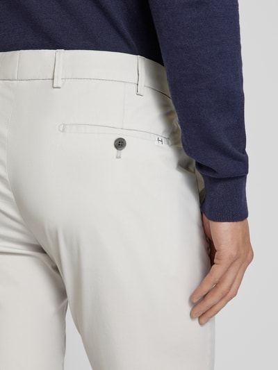 Hiltl Regular fit chino met bandplooien, model 'Tarent' Zilver - 3